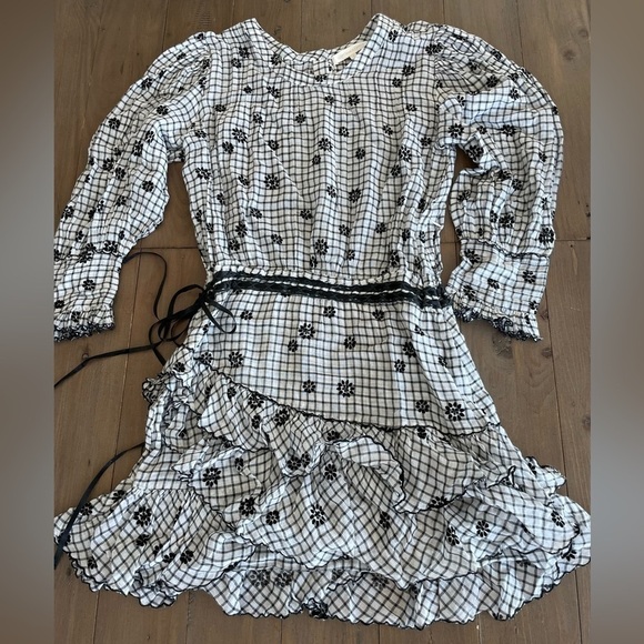 LoveShackFancy Lorelei charcoal Ruffle Mini Dress size small - Picture 6 of 9